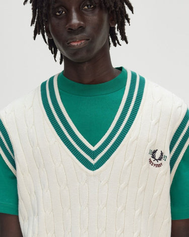 Fred Perry Cable Knit Tennis Tank Ecru - KYOTO - Fred Perry