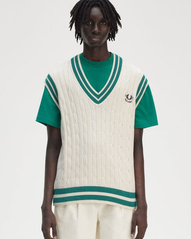 Fred Perry Cable Knit Tennis Tank Ecru - KYOTO - Fred Perry