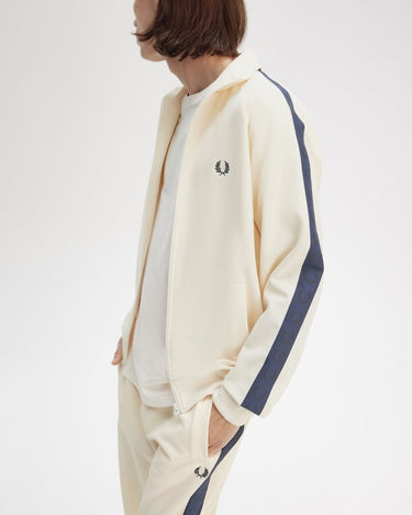 Fred Perry Contrast Tape Track Jacket ECRU/TENNIS BLUE - KYOTO - Fred Perry