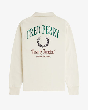 Fred Perry Embroidered Champion Collared Sweatshirt Ecru - KYOTO - Fred Perry