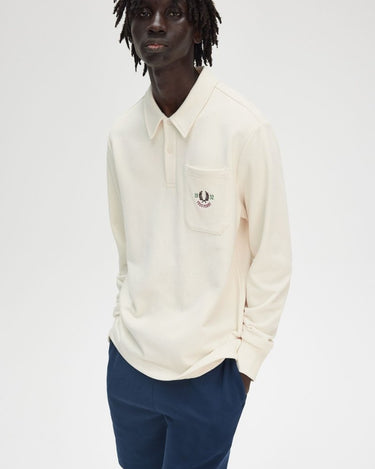 Fred Perry Embroidered Champion Collared Sweatshirt Ecru - KYOTO - Fred Perry