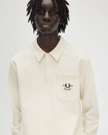 Fred Perry Embroidered Champion Collared Sweatshirt Ecru - KYOTO - Fred Perry