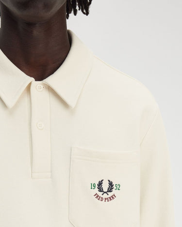 Fred Perry Embroidered Champion Collared Sweatshirt Ecru - KYOTO - Fred Perry