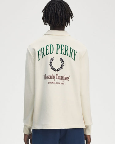 Fred Perry Embroidered Champion Collared Sweatshirt Ecru - KYOTO - Fred Perry