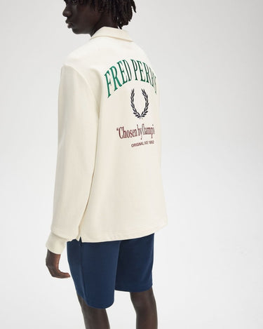 Fred Perry Embroidered Champion Collared Sweatshirt Ecru - KYOTO - Fred Perry