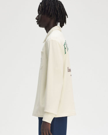 Fred Perry Embroidered Champion Collared Sweatshirt Ecru - KYOTO - Fred Perry