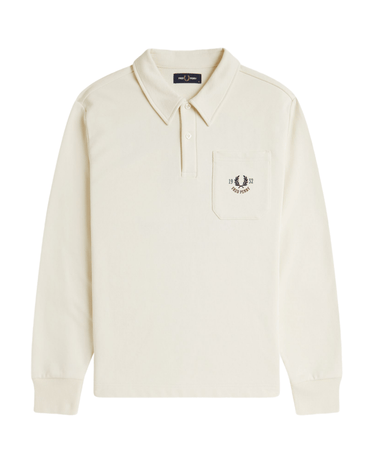 Fred Perry Embroidered Champion Collared Sweatshirt Ecru - KYOTO - Fred Perry