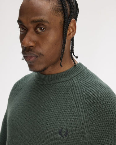 Fred Perry LAMBSWOOL RAGLAN JMPR Court Green - KYOTO - Fred Perry