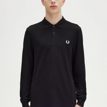 Fred Perry L/S PLAIN FP Polo Black - KYOTO - Fred Perry