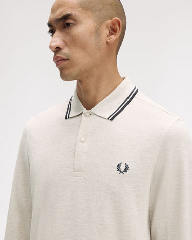 Fred Perry LS TWIN TIPPED FP SHIRT PORRIDGE/GREY - KYOTO - Fred Perry