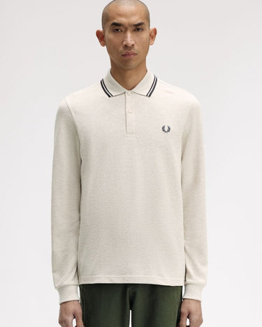 Fred Perry LS TWIN TIPPED FP SHIRT PORRIDGE/GREY - KYOTO - Fred Perry
