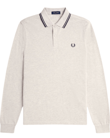 Fred Perry LS TWIN TIPPED FP SHIRT PORRIDGE/GREY - KYOTO - Fred Perry