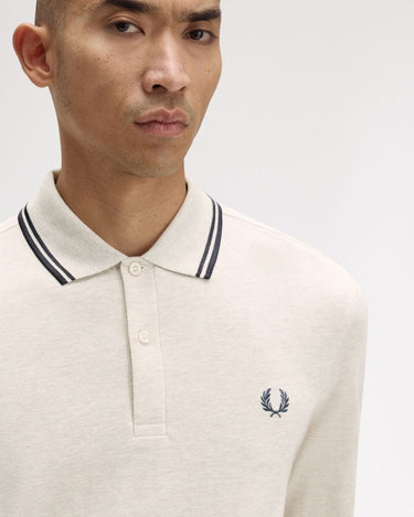 Fred Perry LS TWIN TIPPED FP SHIRT PORRIDGE/GREY - KYOTO - Fred Perry