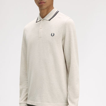 Fred Perry LS TWIN TIPPED FP SHIRT PORRIDGE/GREY - KYOTO - Fred Perry