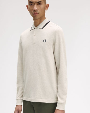 Fred Perry LS TWIN TIPPED FP SHIRT PORRIDGE/GREY - KYOTO - Fred Perry