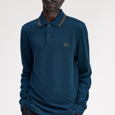 Fred Perry LS TWIN TIPPED FP SHIRT STONE - KYOTO - Fred Perry
