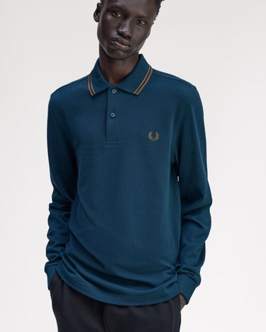 Fred Perry LS TWIN TIPPED FP SHIRT STONE - KYOTO - Fred Perry