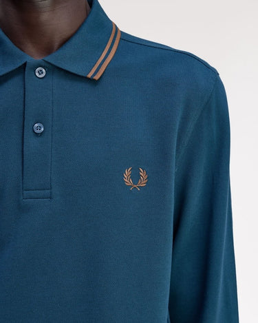 Fred Perry LS TWIN TIPPED FP SHIRT STONE - KYOTO - Fred Perry