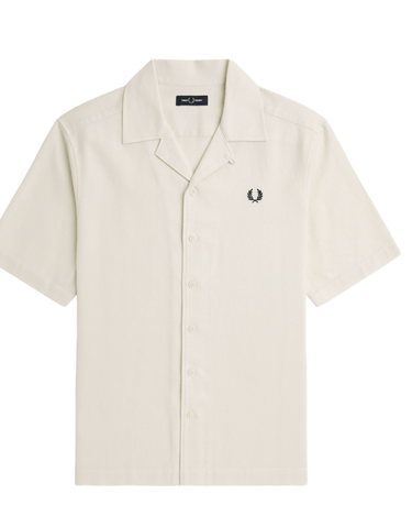 Fred Perry Pique Texture Revere Collar Shirt Ecru - KYOTO - Fred Perry