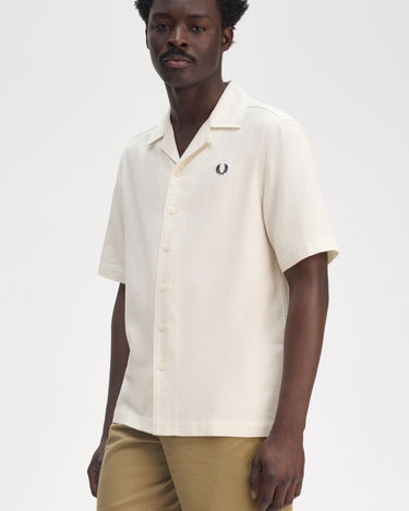 Fred Perry Pique Texture Revere Collar Shirt Ecru - KYOTO - Fred Perry