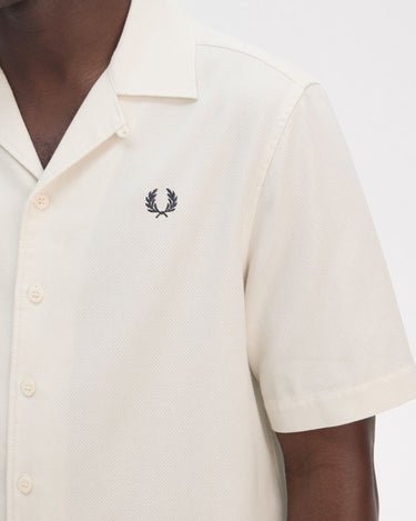 Fred Perry Pique Texture Revere Collar Shirt Ecru - KYOTO - Fred Perry