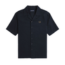 Fred Perry Pique Texture Revere Collar Shirt Navy - KYOTO - Fred Perry