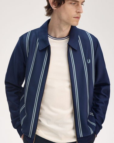 Fred Perry Striped Collared Track Jacket TENNIS BLUE - KYOTO - Fred Perry