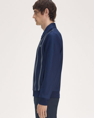 Fred Perry Striped Collared Track Jacket TENNIS BLUE - KYOTO - Fred Perry