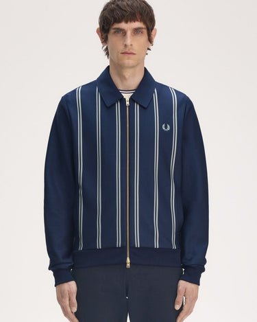 Fred Perry Striped Collared Track Jacket TENNIS BLUE - KYOTO - Fred Perry