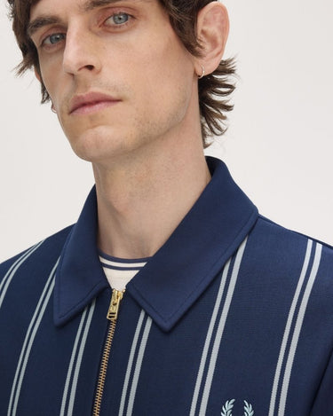 Fred Perry Striped Collared Track Jacket TENNIS BLUE - KYOTO - Fred Perry