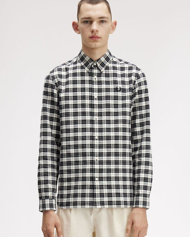 Fred Perry TARTAN OXFORD SHIRT Ecru - KYOTO - Fred Perry