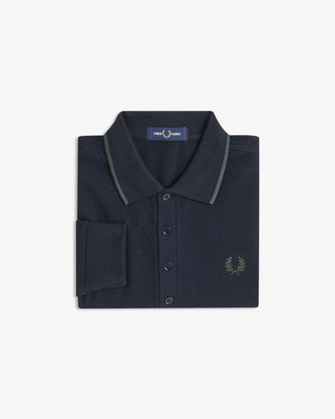 Fred Perry TEXTURED LS POLO Navy - KYOTO - Fred Perry