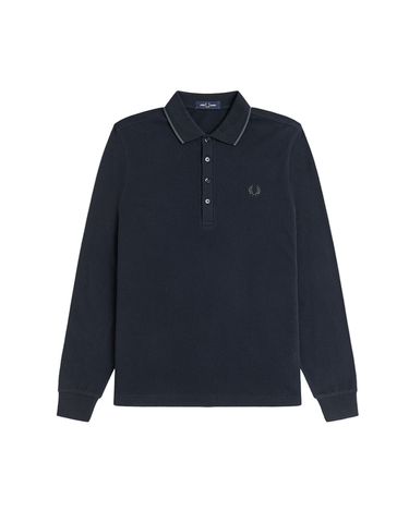 Fred Perry TEXTURED LS POLO Navy - KYOTO - Fred Perry
