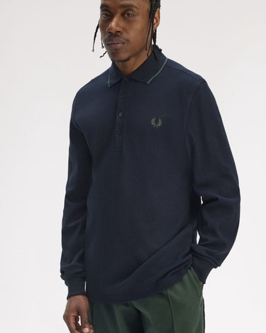 Fred Perry TEXTURED LS POLO Navy - KYOTO - Fred Perry