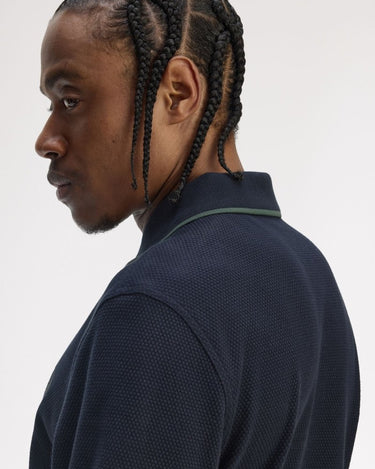 Fred Perry TEXTURED LS POLO Navy - KYOTO - Fred Perry
