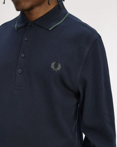 Fred Perry TEXTURED LS POLO Navy - KYOTO - Fred Perry