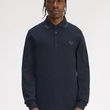 Fred Perry TEXTURED LS POLO Navy - KYOTO - Fred Perry