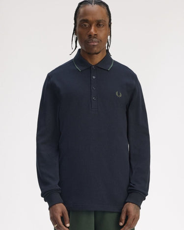 Fred Perry TEXTURED LS POLO Navy - KYOTO - Fred Perry