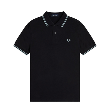 Fred Perry TWIN TIPPED FP Polo BLACK/SILVERBLUE - KYOTO - Fred Perry