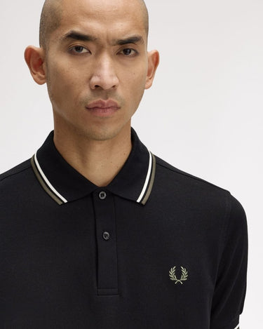 Fred Perry TWIN TIPPED FP SHIRT Black/GREEN - KYOTO - Fred Perry