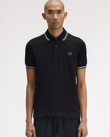 Fred Perry TWIN TIPPED FP SHIRT Black/GREEN - KYOTO - Fred Perry