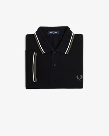 Fred Perry TWIN TIPPED FP SHIRT Black/GREEN - KYOTO - Fred Perry