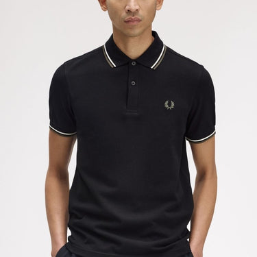 Fred Perry TWIN TIPPED FP SHIRT Black/GREEN - KYOTO - Fred Perry