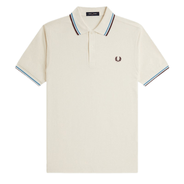 Fred Perry TWIN TIPPED FP SHIRT ECRU/OXBLOD - KYOTO - Fred Perry