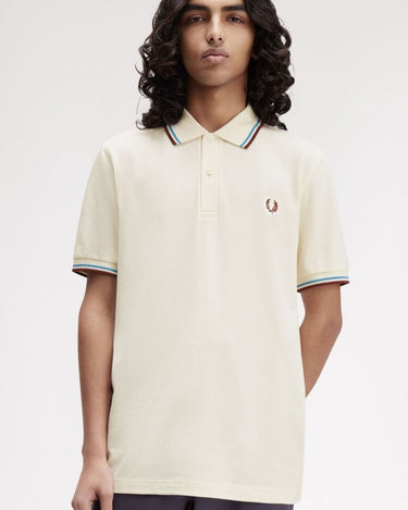 Fred Perry TWIN TIPPED FP SHIRT ECRU/OXBLOD - KYOTO - Fred Perry