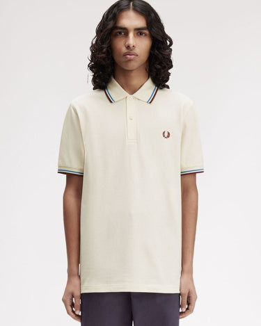 Fred Perry TWIN TIPPED FP SHIRT ECRU/OXBLOD - KYOTO - Fred Perry