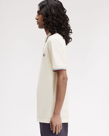 Fred Perry TWIN TIPPED FP SHIRT ECRU/OXBLOD - KYOTO - Fred Perry