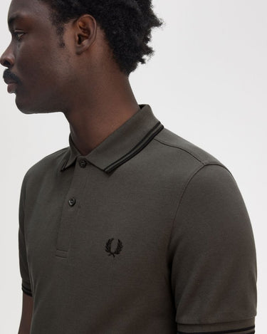 Fred Perry Twin Tipped Shirt FIELD GRN/BLACK - KYOTO - Fred Perry