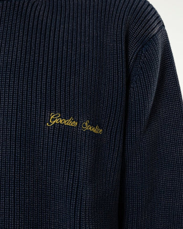 Goodies Sportive WASHED INSIGNIA PREMIUM KNIT BLUE/MUSTARD - KYOTO - Goodies Sportive