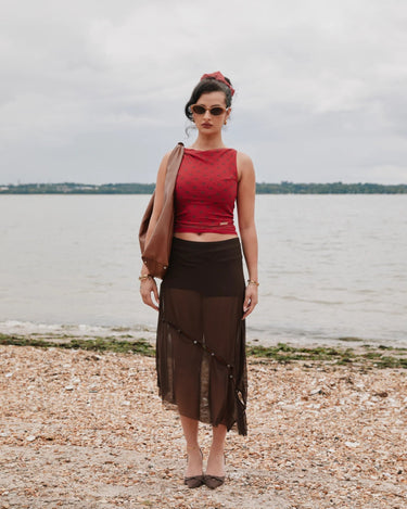 House of Sunny VOL2659 THE ROSEWOOD MESH SKIRT ROSEWOOD BROWN - KYOTO - House of Sunny